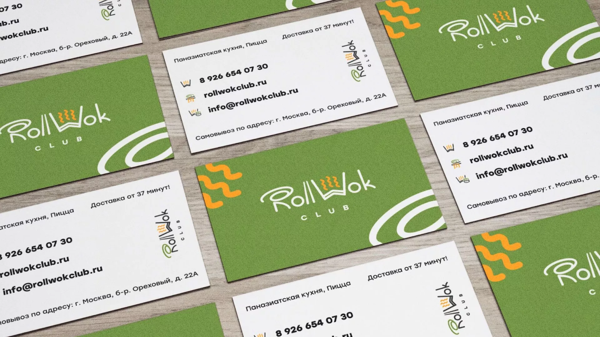 Разработка дизайна визиток суши-бара «Roll Wok Club» в Реутове